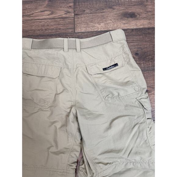 Cabela's Classic Fit Convertible Hiking Pants Nylon Tan Cargo Belted Sz 34x32 - Picture 6 of 9